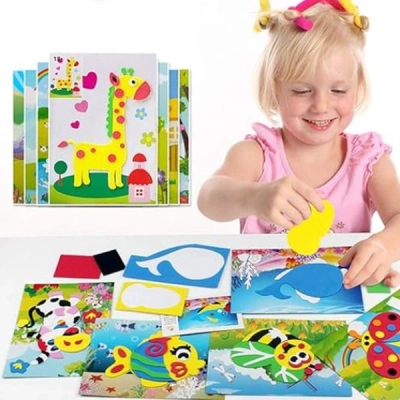 🧩 STICKYFUN® Вълнуващи 3D Пъзели със Стикери за Малки Творци (12 комплекта) 🧩