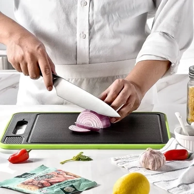 SLICEGEM®: 4 в 1 Бързо Размразяваща Дъска за Рязане с Точило за Ножове и Вградено Ренде